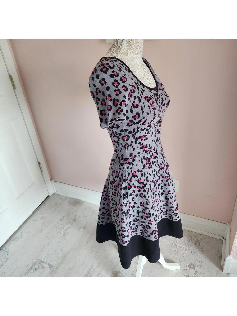 LKNW Kate Spade New York S Cyber Cheetah Sweater Dress Gray Pink Big S